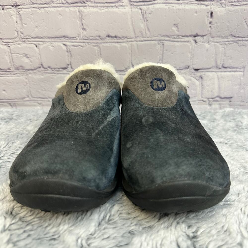 Merrell Encore Ice India Ink Blue Slip On Clogs Women's Size 6 Suede Shearling - Picture 3 of 8